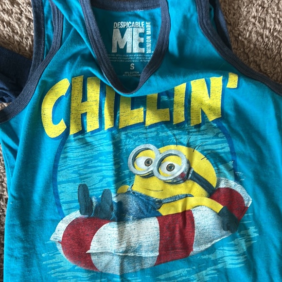 Set of 2 Minions shirts one long sleeved and one tank top. Size 7 and size small - Picture 3 of 3